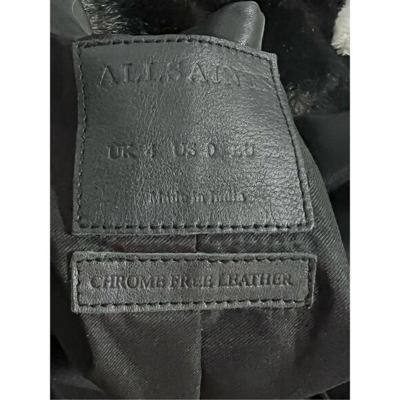 Allsaints Orten Leather Bomber Jacket Moto Cropped Lamb Leather 0 - Picture 7 of 12